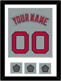 Boston Nameplate & Number (Back) Combined With 3 World Series Jersey Patches - Road Gray (1992-2008) - Single Mat 1