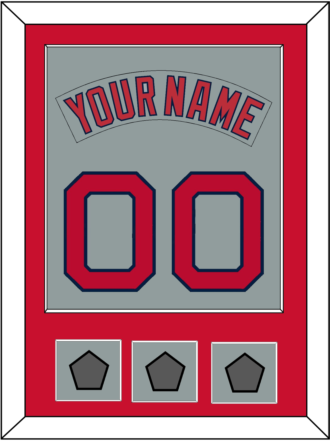 Boston Nameplate & Number (Back) Combined With 3 World Series Champions Patches - Road Gray (1992-2008) - Essential Tier 2
