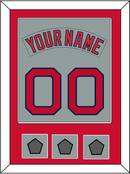 Boston Nameplate & Number (Back) Combined With 3 World Series Jersey Patches - Road Gray (1992-2008) - Essential Tier 2