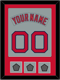 Boston Nameplate & Number (Back) Combined With 3 World Series Champions Patches - Road Gray (1992-2008) - Single Mat 2