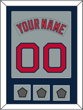 Boston Nameplate & Number (Back) Combined With 3 World Series Jersey Patches - Road Gray (1992-2008) - Single Mat 3