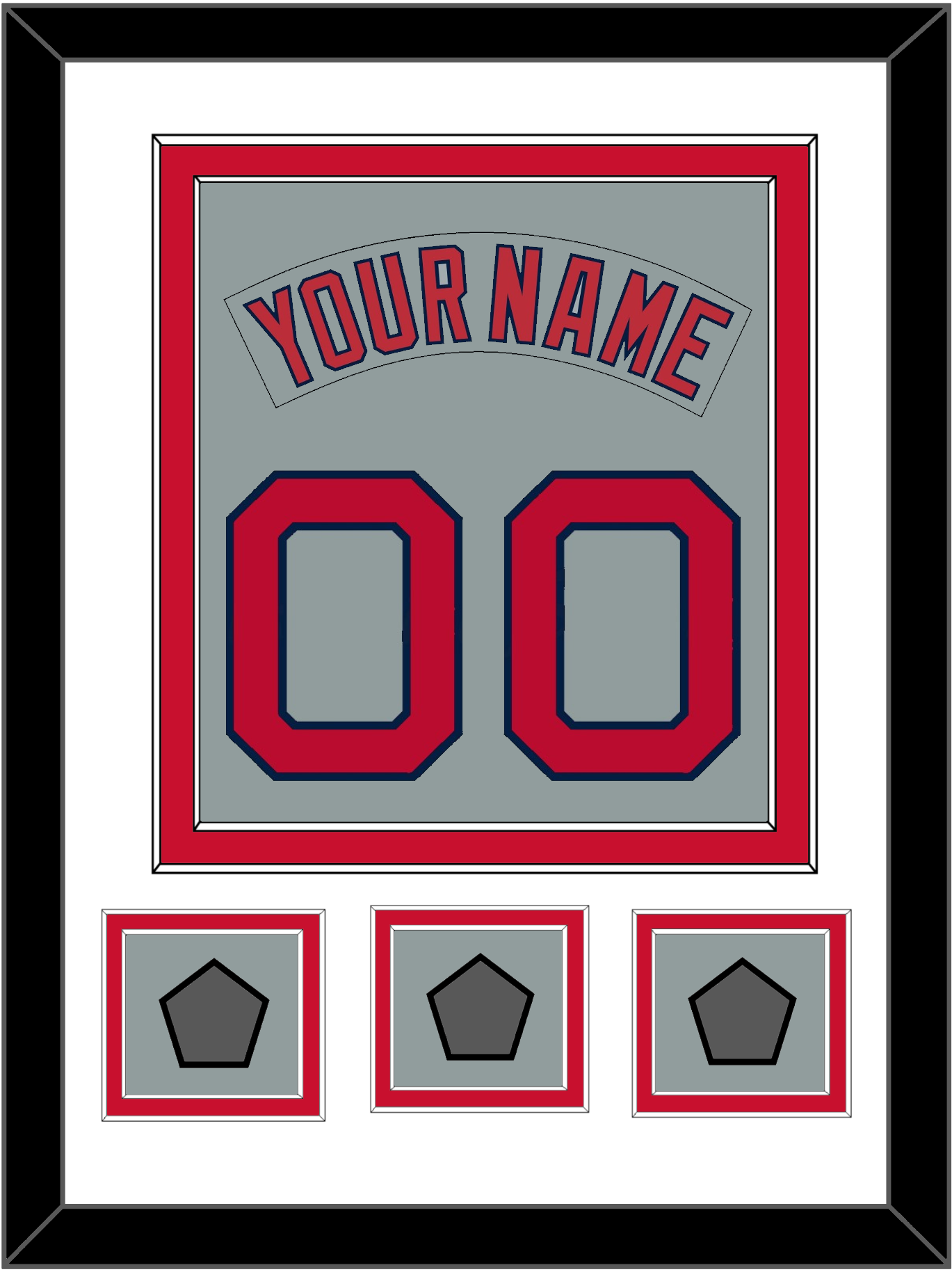 Boston Nameplate & Number (Back) Combined With 3 World Series Jersey Patches - Road Gray (1992-2008) - Signature Tier 1