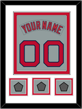 Boston Nameplate & Number (Back) Combined With 3 World Series Champions Patches - Road Gray (1992-2008) - Double Mat 1