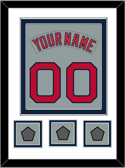 Boston Nameplate & Number (Back) Combined With 3 World Series Champions Patches - Road Gray (1992-2008) - Signature Tier 2