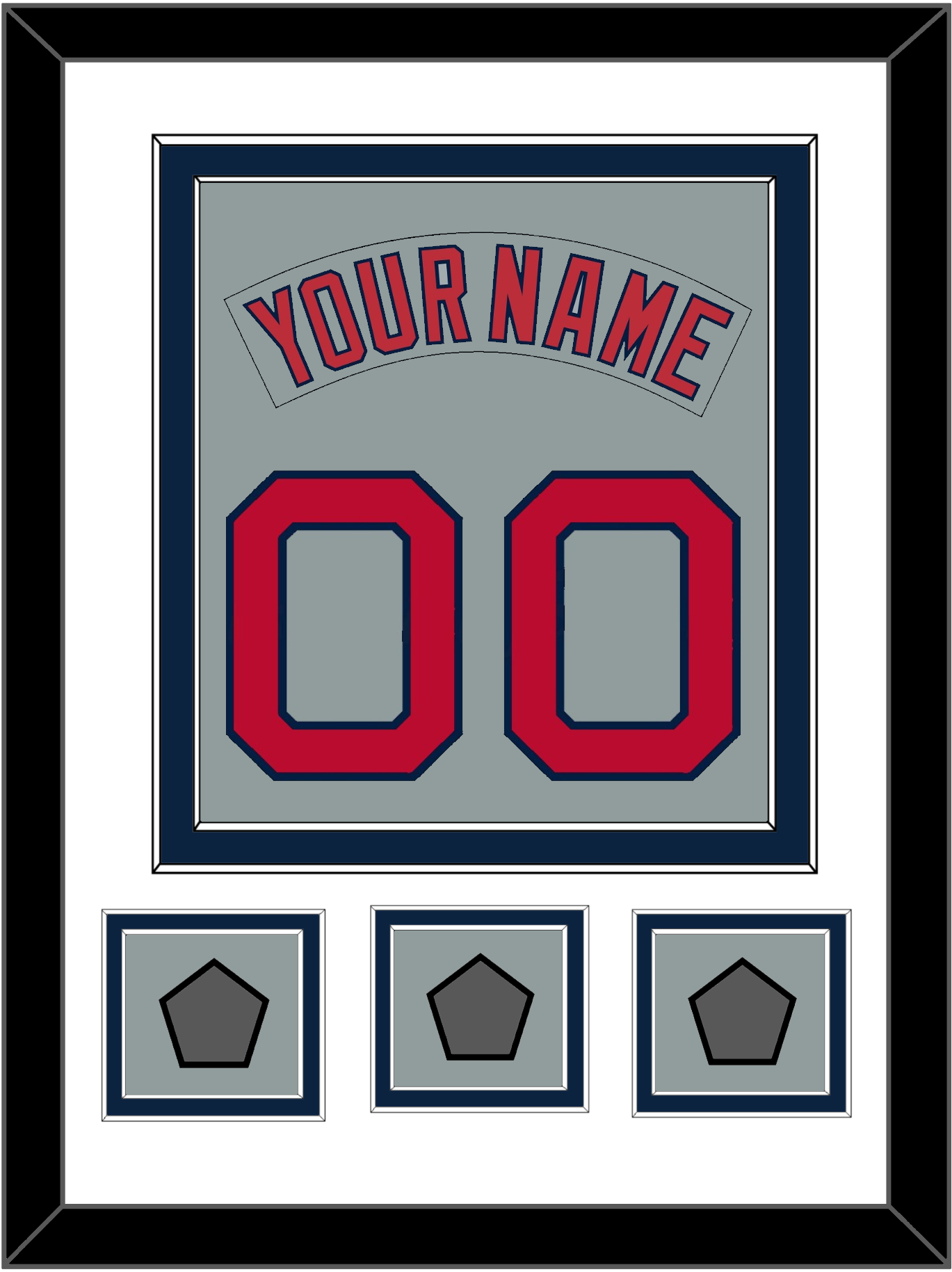 Boston Nameplate & Number (Back) Combined With 3 World Series Jersey Patches - Road Gray (1992-2008) - Signature Tier 2