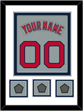 Boston Nameplate & Number (Back) Combined With 3 World Series Champions Patches - Road Gray (1992-2008) - Double Mat 2