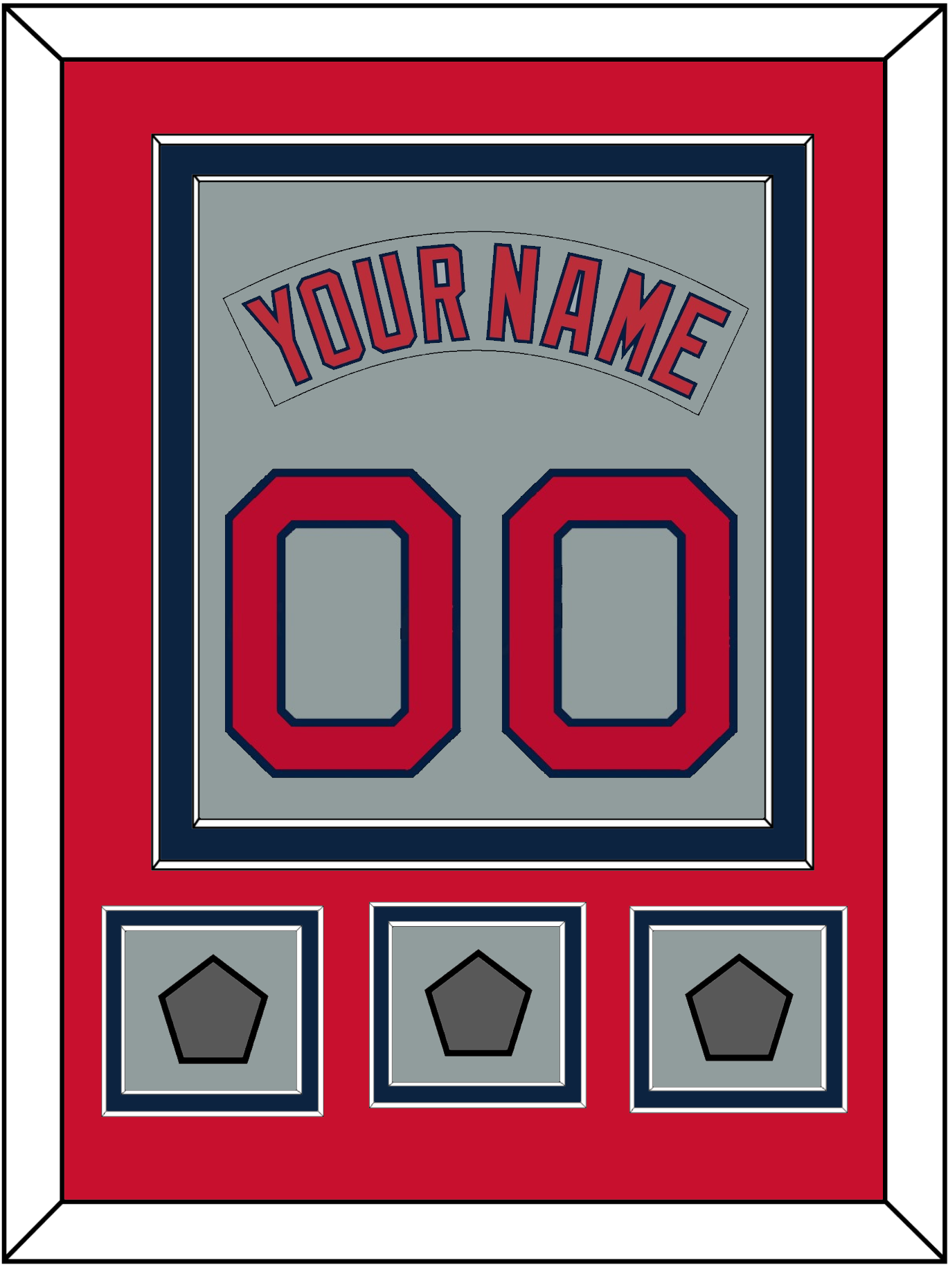 Boston Nameplate & Number (Back) Combined With 3 World Series Champions Patches - Road Gray (1992-2008) - Signature Tier 3