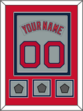 Boston Nameplate & Number (Back) Combined With 3 World Series Champions Patches - Road Gray (1992-2008) - Double Mat 3