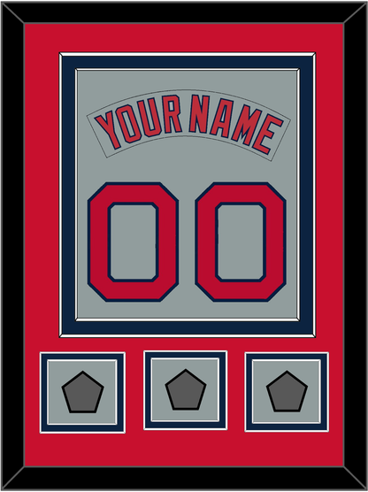 Boston Nameplate & Number (Back) Combined With 3 World Series Jersey Patches - Road Gray (1992-2008) - Signature Tier 3