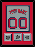 Boston Nameplate & Number (Back) Combined With 3 World Series Jersey Patches - Road Gray (1992-2008) - Double Mat 3