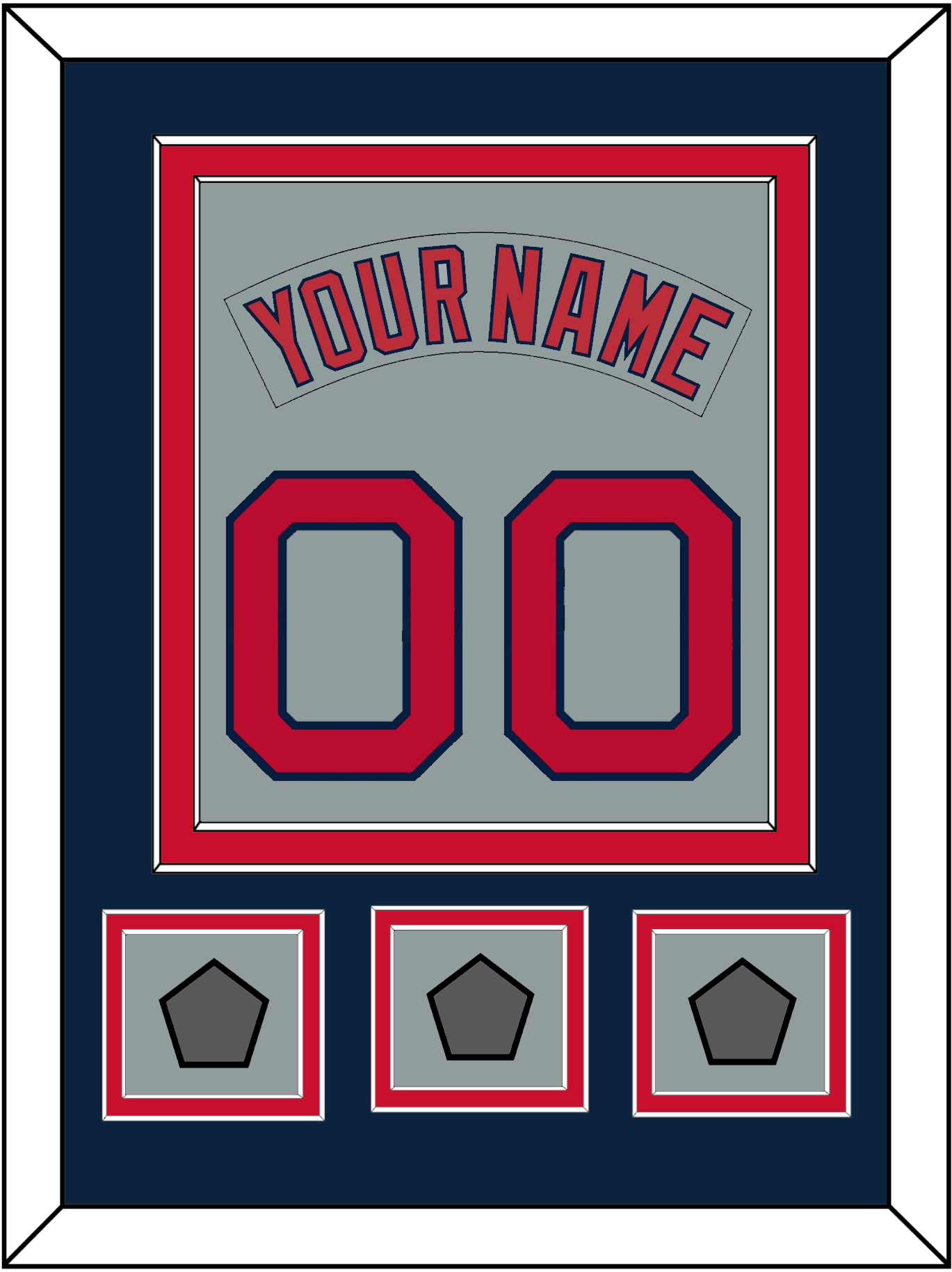 Boston Nameplate & Number (Back) Combined With 3 World Series Champions Patches - Road Gray (1992-2008) - Signature Tier 4