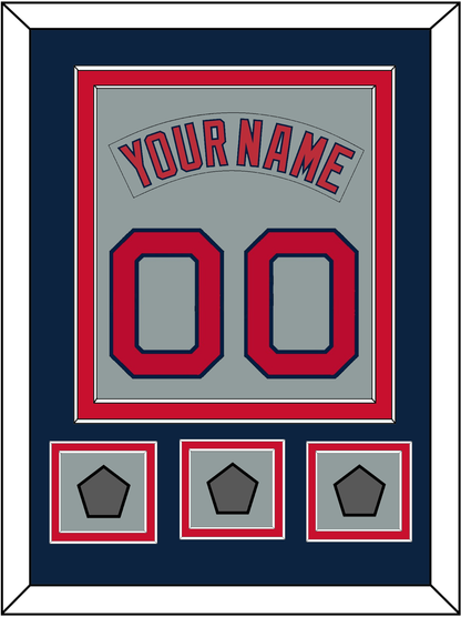 Boston Nameplate & Number (Back) Combined With 3 World Series Jersey Patches - Road Gray (1992-2008) - Signature Tier 4