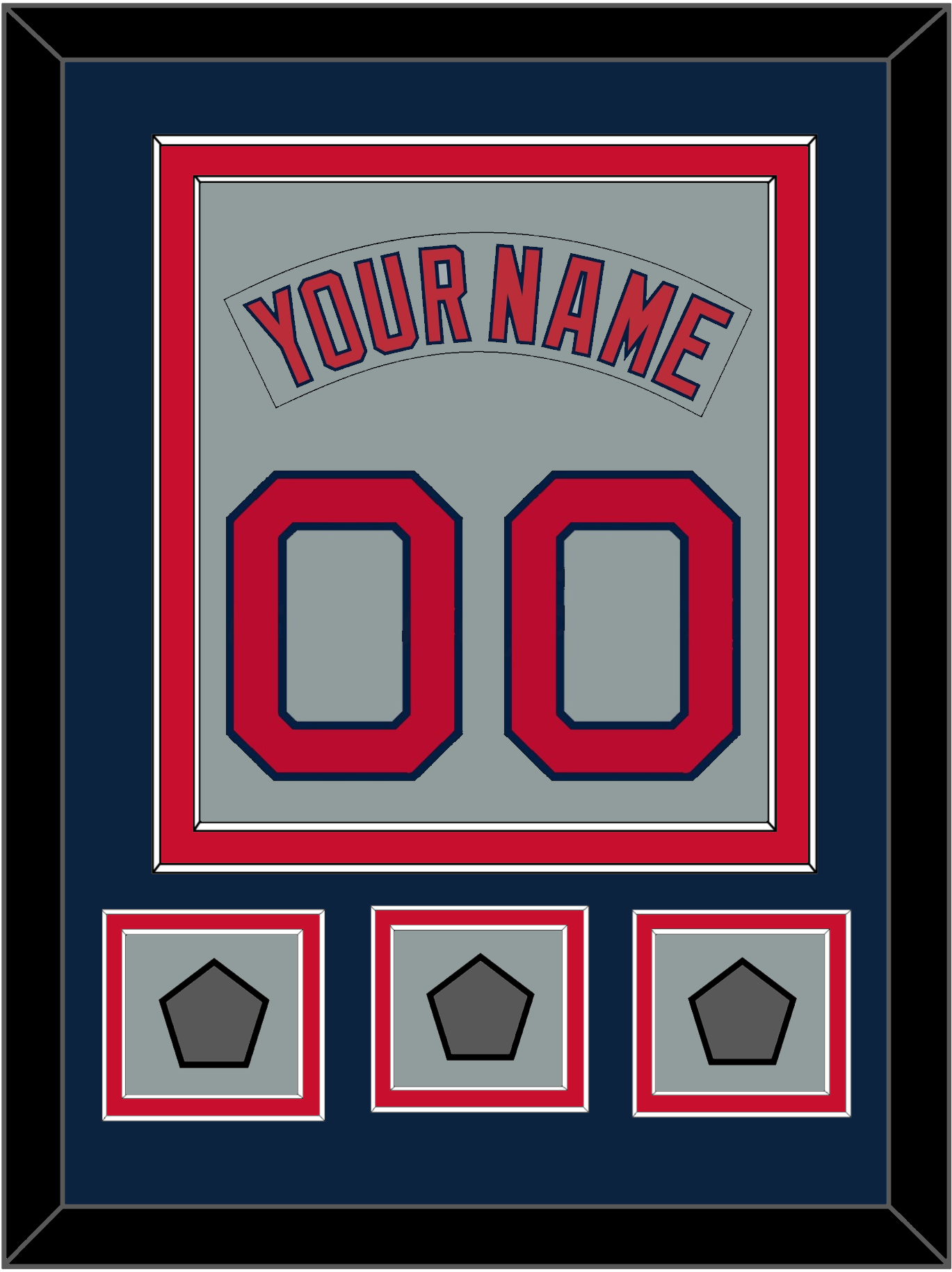 Boston Nameplate & Number (Back) Combined With 3 World Series Jersey Patches - Road Gray (1992-2008) - Signature Tier 4