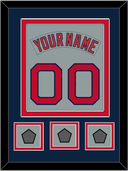 Boston Nameplate & Number (Back) Combined With 3 World Series Jersey Patches - Road Gray (1992-2008) - Signature Tier 4