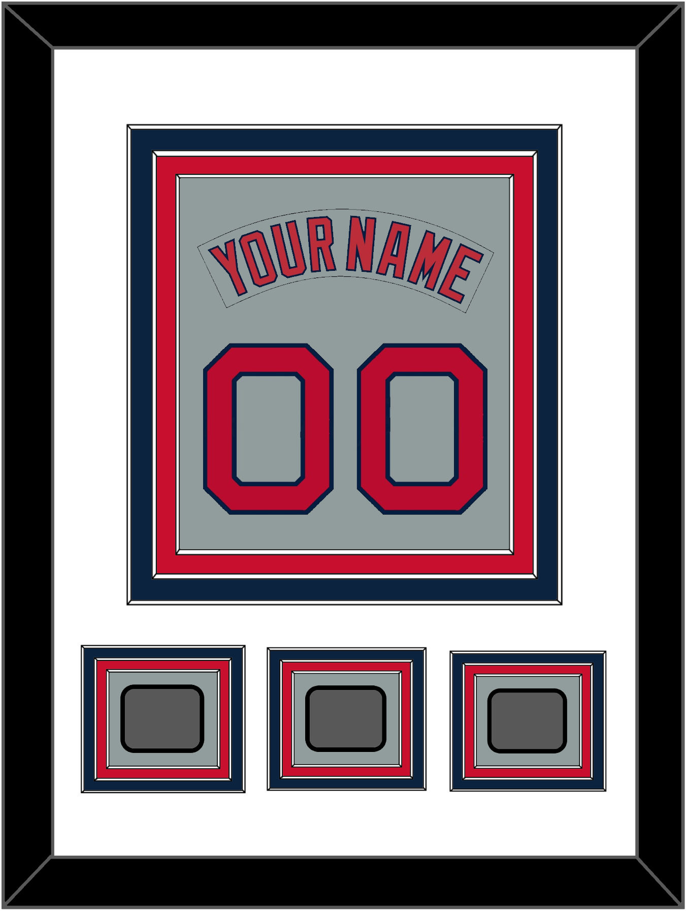 Boston Nameplate & Number (Back) Combined With 3 World Series Champions Patches - Road Gray (1992-2008) - Premier Tier 1