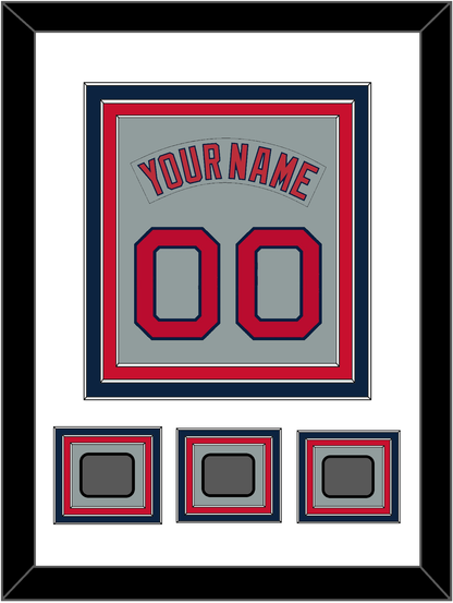 Boston Nameplate & Number (Back) Combined With 3 World Series Jersey Patches - Road Gray (1992-2008) - Premier Tier 1