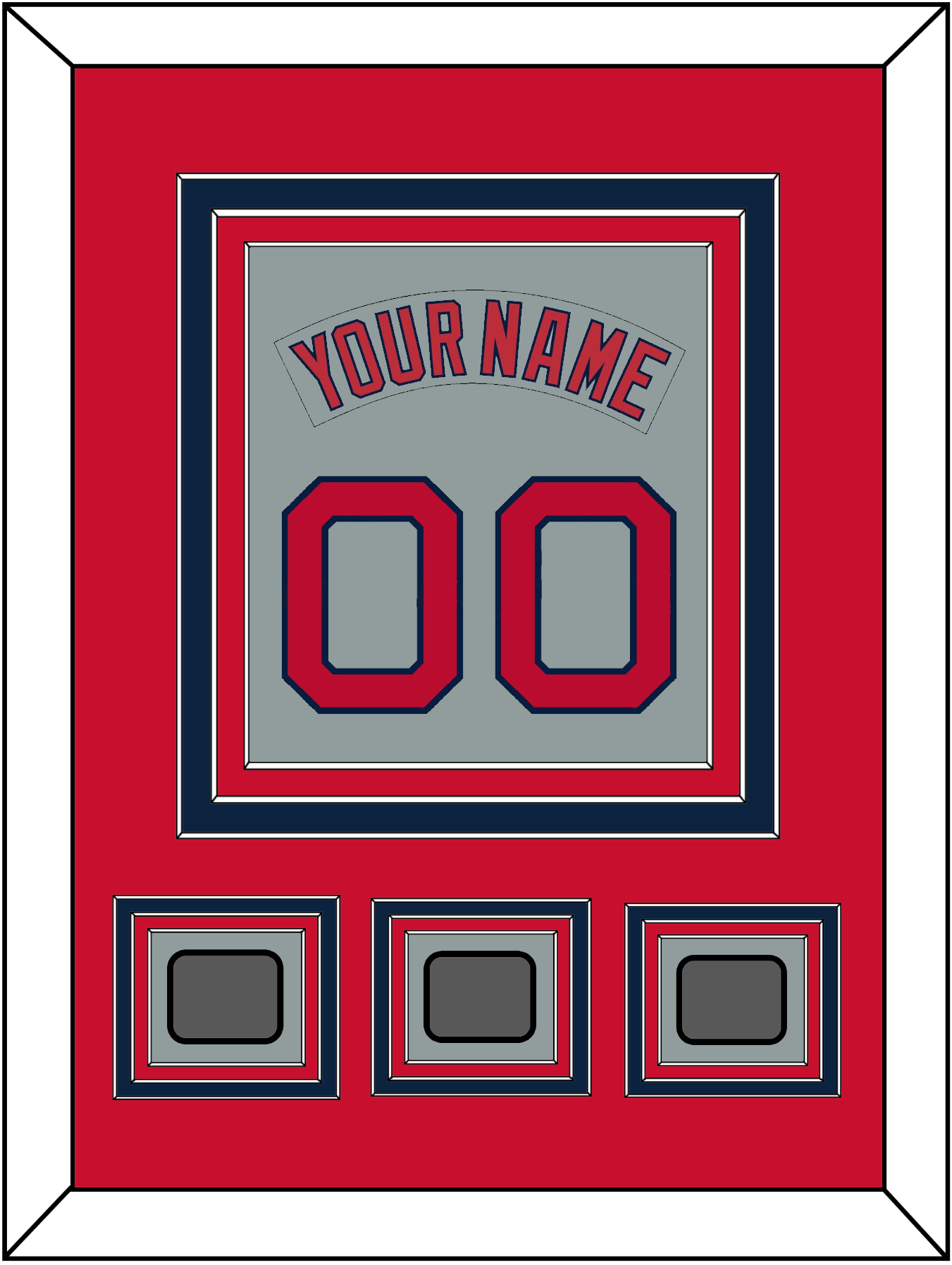 Boston Nameplate & Number (Back) Combined With 3 World Series Jersey Patches - Road Gray (1992-2008) - Premier Tier 2