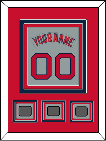 Boston Nameplate & Number (Back) Combined With 3 World Series Jersey Patches - Road Gray (1992-2008) - Premier Tier 2