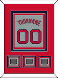 Boston Nameplate & Number (Back) Combined With 3 World Series Jersey Patches - Road Gray (1992-2008) - Triple Mat 2