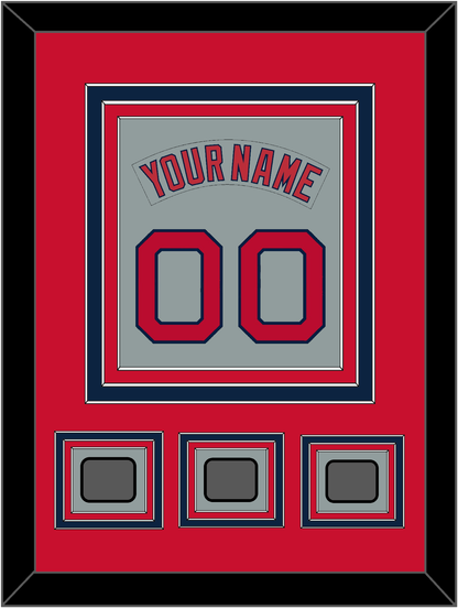 Boston Nameplate & Number (Back) Combined With 3 World Series Champions Patches - Road Gray (1992-2008) - Premier Tier 2