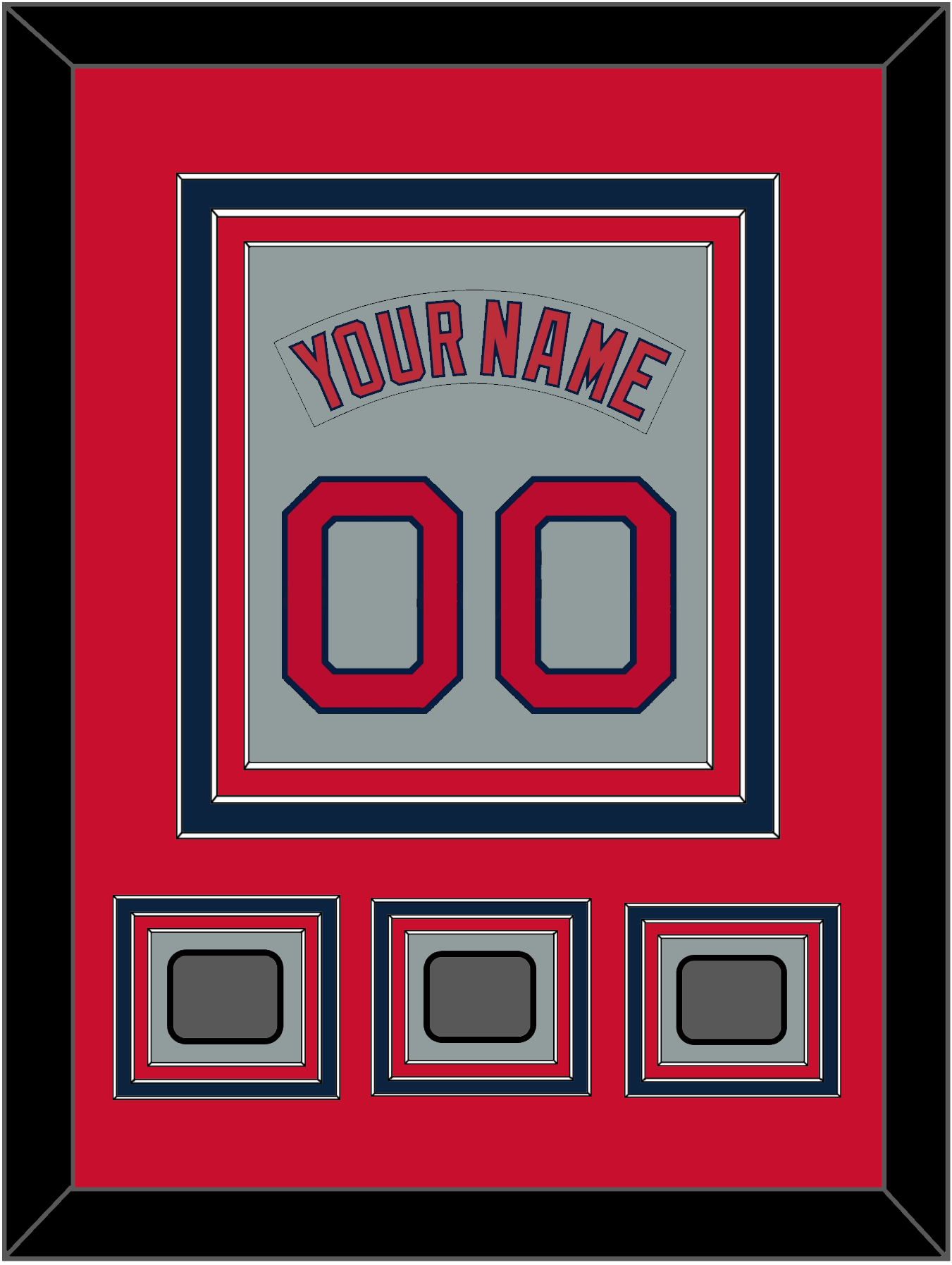 Boston Nameplate & Number (Back) Combined With 3 World Series Jersey Patches - Road Gray (1992-2008) - Premier Tier 2
