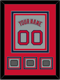 Boston Nameplate & Number (Back) Combined With 3 World Series Champions Patches - Road Gray (1992-2008) - Triple Mat 2