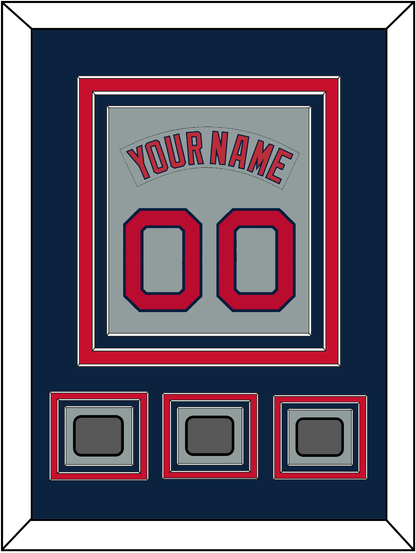 Boston Nameplate & Number (Back) Combined With 3 World Series Champions Patches - Road Gray (1992-2008) - Premier Tier 3