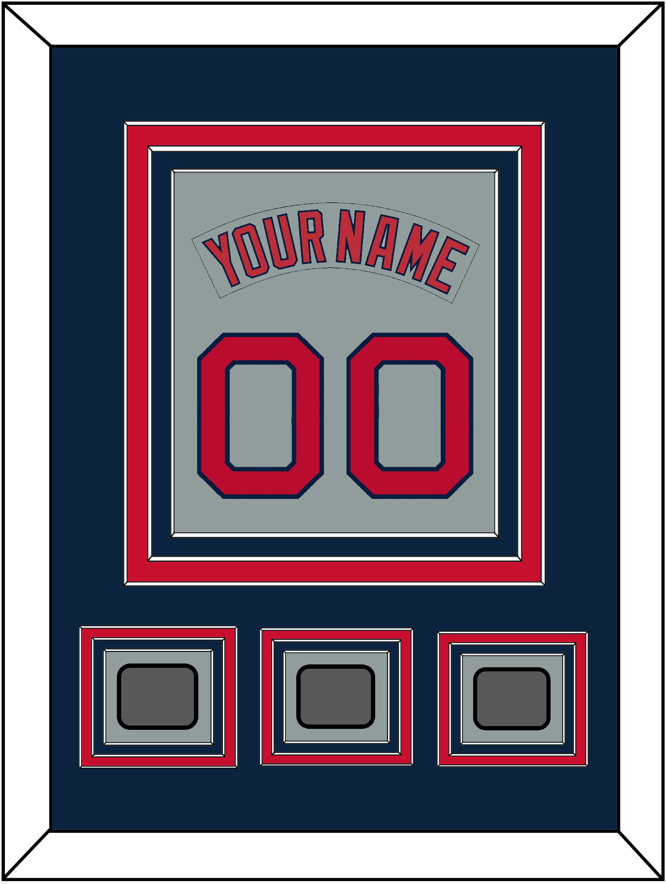 Boston Nameplate & Number (Back) Combined With 3 World Series Jersey Patches - Road Gray (1992-2008) - Premier Tier 3