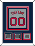 Boston Nameplate & Number (Back) Combined With 3 World Series Champions Patches - Road Gray (1992-2008) - Triple Mat 3