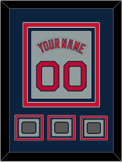 Boston Nameplate & Number (Back) Combined With Logo Patch & 3 World Series Champions Patches - Road Gray (1992-2008) - Premier Tier 3
