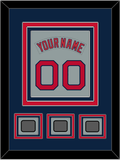Boston Nameplate & Number (Back) Combined With 3 World Series Champions Patches - Road Gray (1992-2008) - Triple Mat 3
