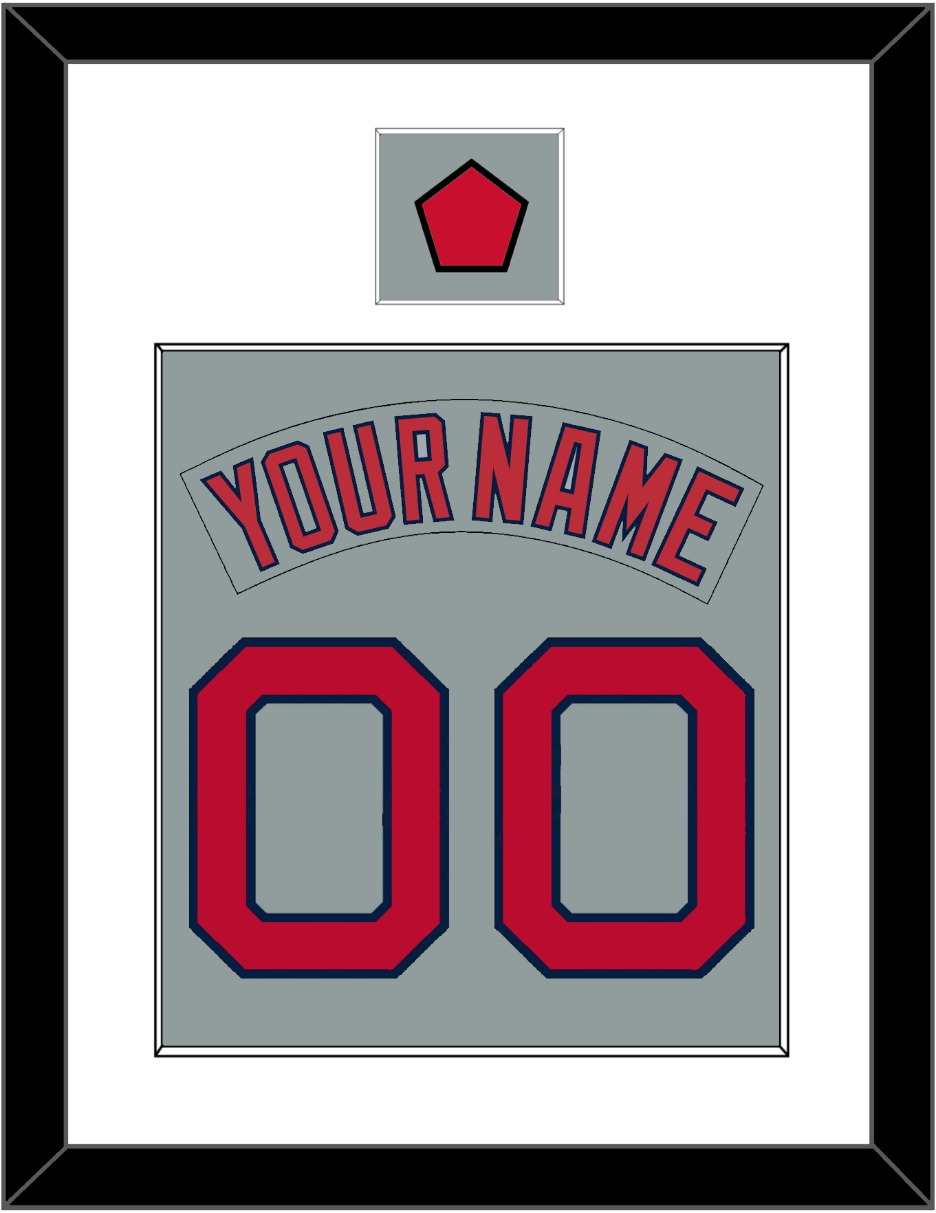 Boston Nameplate & Number (Back) Combined With Logo Patch - Road Gray (1992-2008) - Essential Tier 1