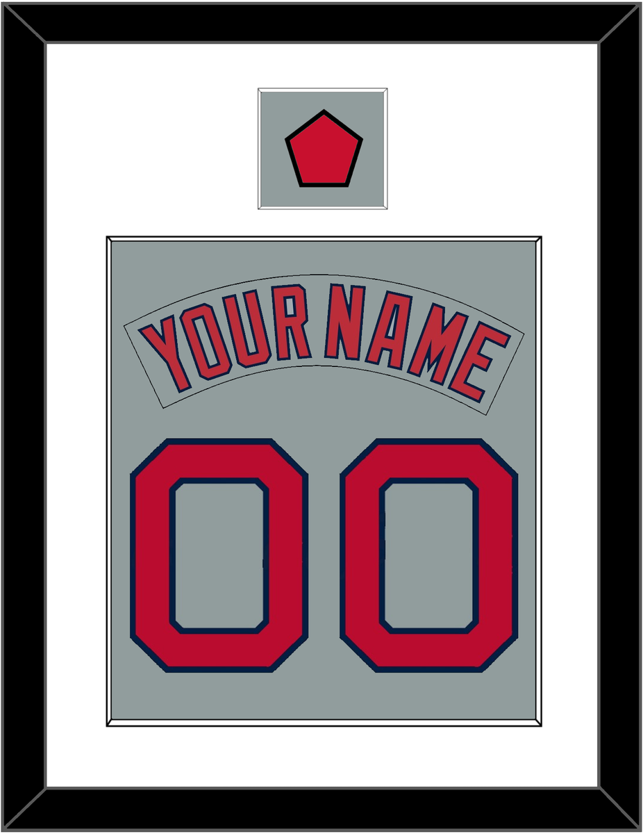 Boston Nameplate & Number (Back) Combined With Logo Patch - Road Gray ...