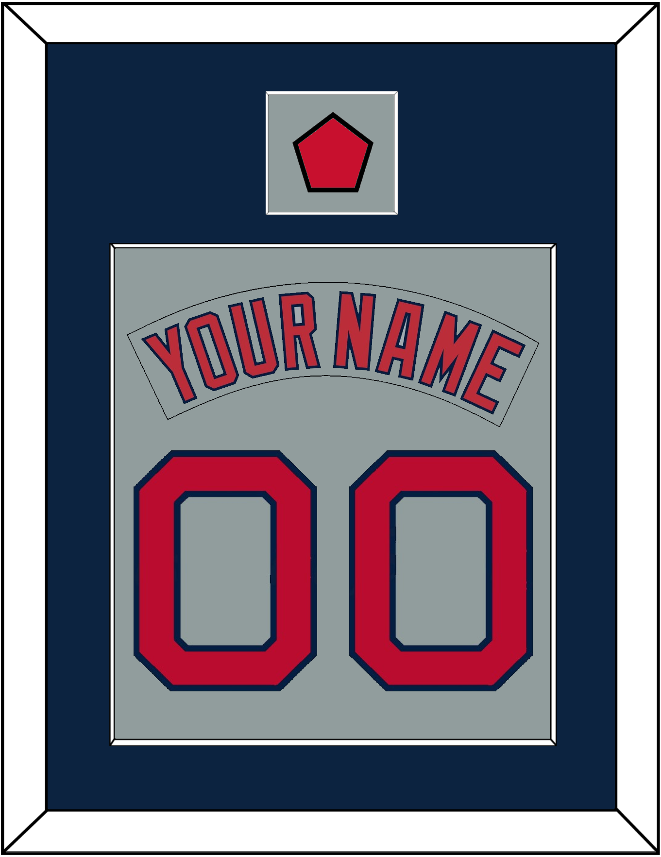 Boston Nameplate & Number (Back) Combined With Logo Patch - Road Gray (1992-2008) - Essential Tier 3