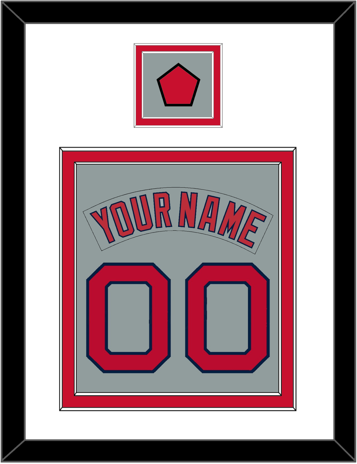 Boston Nameplate & Number (Back) Combined With Logo Patch - Road Gray (1992-2008) - Signature Tier 1