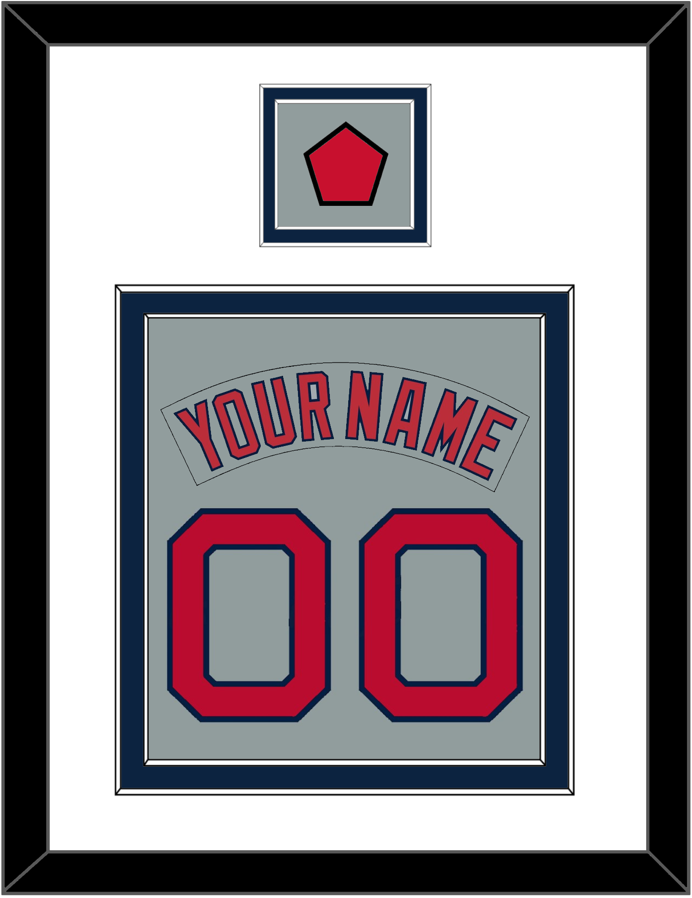 Boston Nameplate & Number (Back) Combined With Logo Patch - Road Gray (1992-2008) - Signature Tier 2