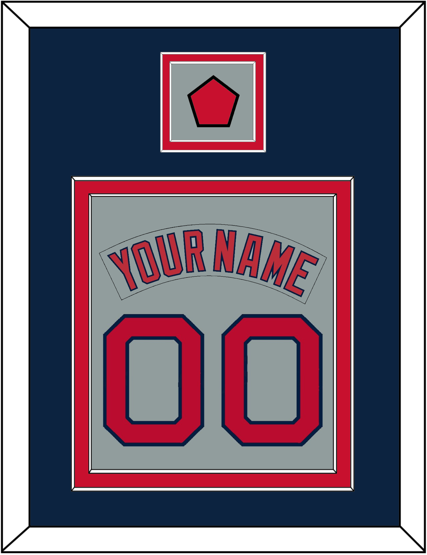 Boston Nameplate & Number (Back) Combined With Logo Patch - Road Gray (1992-2008) - Signature Tier 4