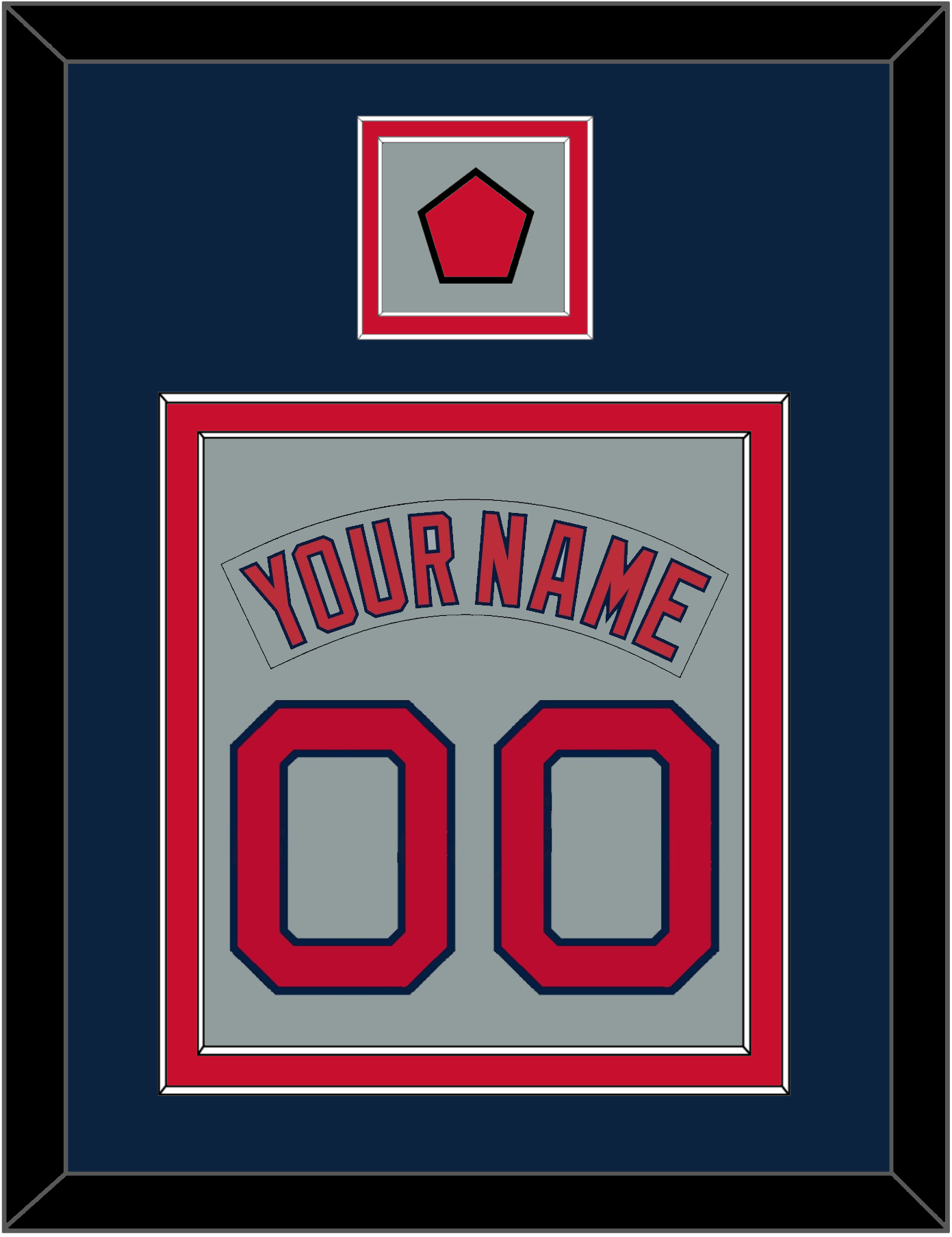 Boston Nameplate & Number (Back) Combined With Logo Patch - Road Gray (1992-2008) - Signature Tier 4