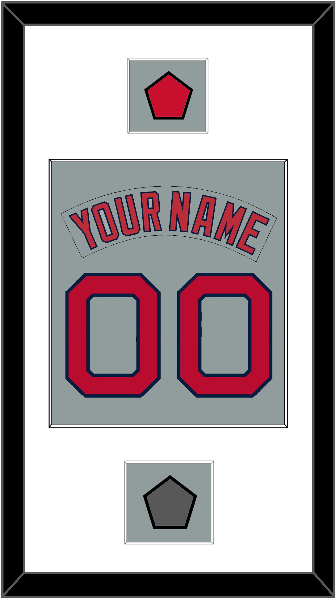 Boston Nameplate & Number (Back) Combined With Logo Patch & World Series Champions Patch - Road Gray (1992-2008) - Essential Tier 1