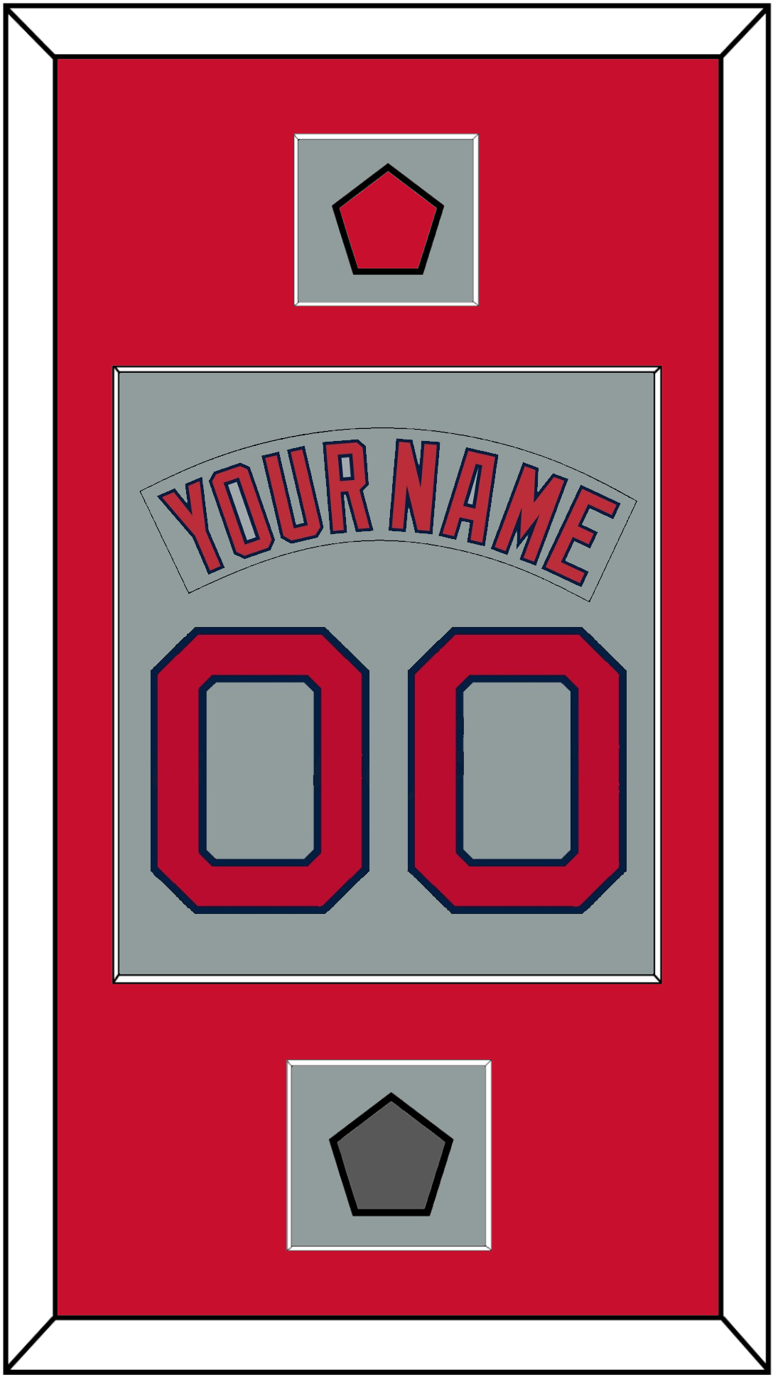 Boston Nameplate & Number (Back) Combined With Logo Patch & World Series Champions Patch - Road Gray (1992-2008) - Essential Tier 2