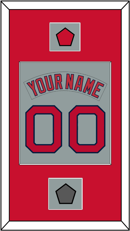 Boston Nameplate & Number (Back) Combined With Logo Patch & World Series Champions Patch - Road Gray (1992-2008) - Essential Tier 2