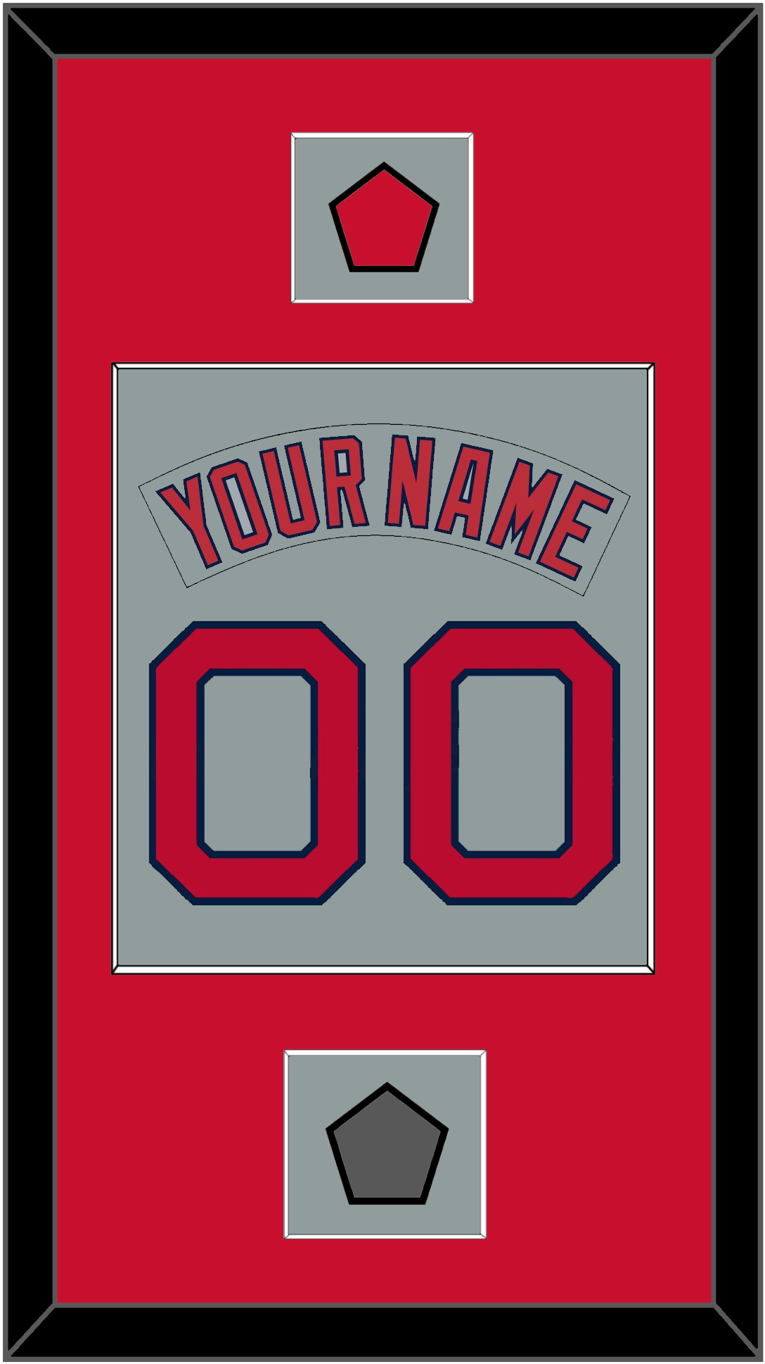 Boston Nameplate & Number (Back) Combined With Logo Patch & World Series Champions Patch - Road Gray (1992-2008) - Essential Tier 2