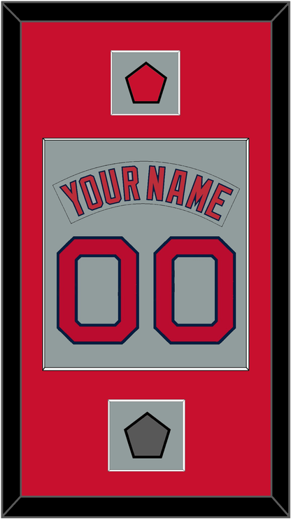 Boston Nameplate & Number (Back) Combined With Logo Patch & World Series Champions Patch - Road Gray (1992-2008) - Essential Tier 2