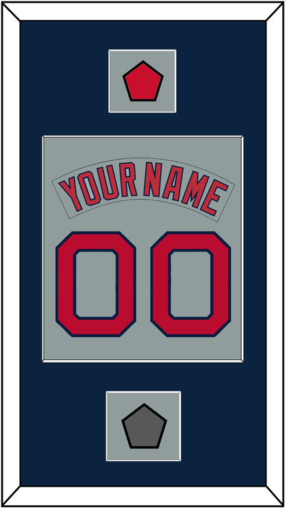 Boston Nameplate & Number (Back) Combined With Logo Patch & World Series Champions Patch - Road Gray (1992-2008) - Essential Tier 3