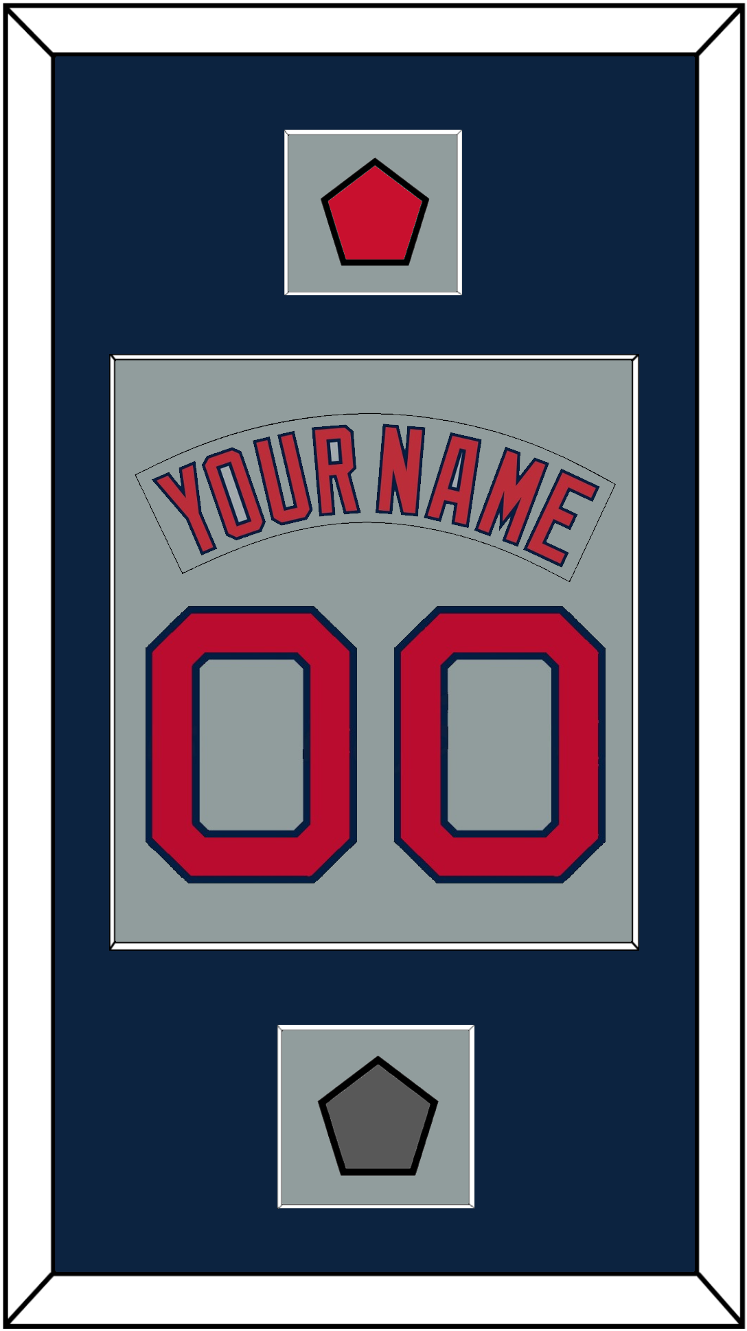 Boston Nameplate & Number (Back) Combined With Logo Patch & World Series Jersey Patch - Road Gray (1992-2008) - Essential Tier 3
