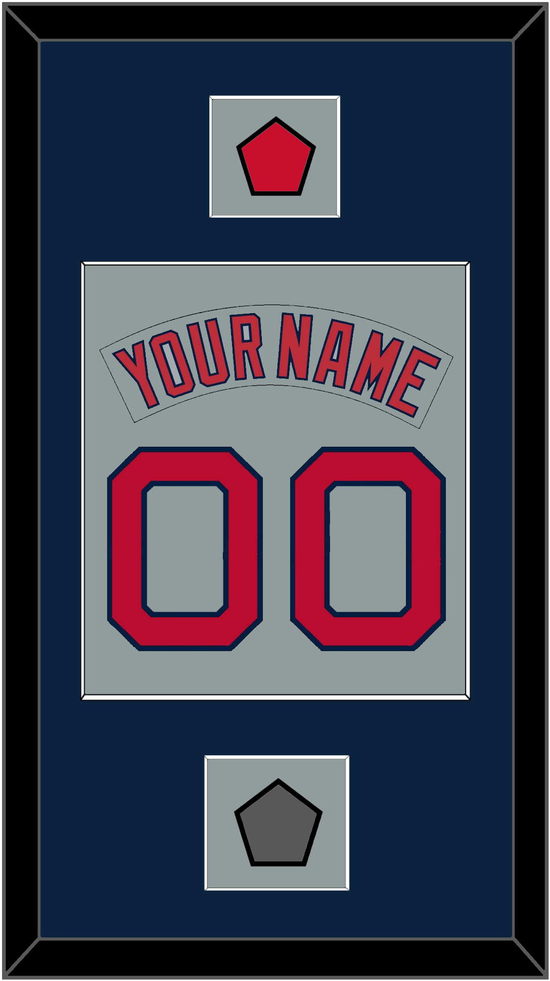 Boston Nameplate & Number (Back) Combined With Logo Patch & World Series Jersey Patch - Road Gray (1992-2008) - Essential Tier 3