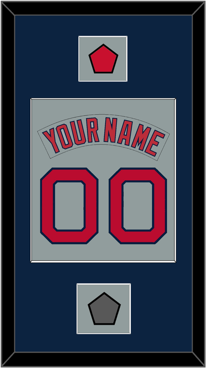Boston Nameplate & Number (Back) Combined With Logo Patch & World Series Jersey Patch - Road Gray (1992-2008) - Essential Tier 3