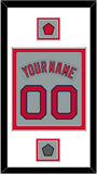 Boston Nameplate & Number (Back) Combined With Logo Patch & World Series Champions Patch - Road Gray (1992-2008) - Double Mat 1