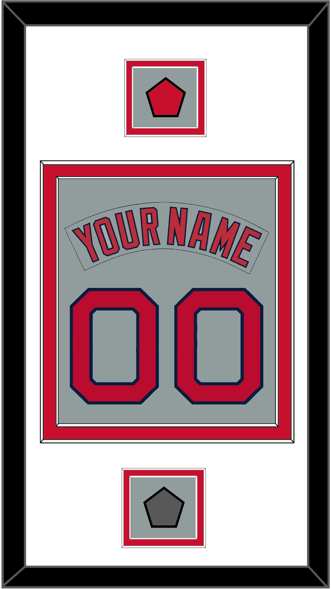 Boston Nameplate & Number (Back) Combined With Logo Patch & World Series Jersey Patch - Road Gray (1992-2008) - Signature Tier 1