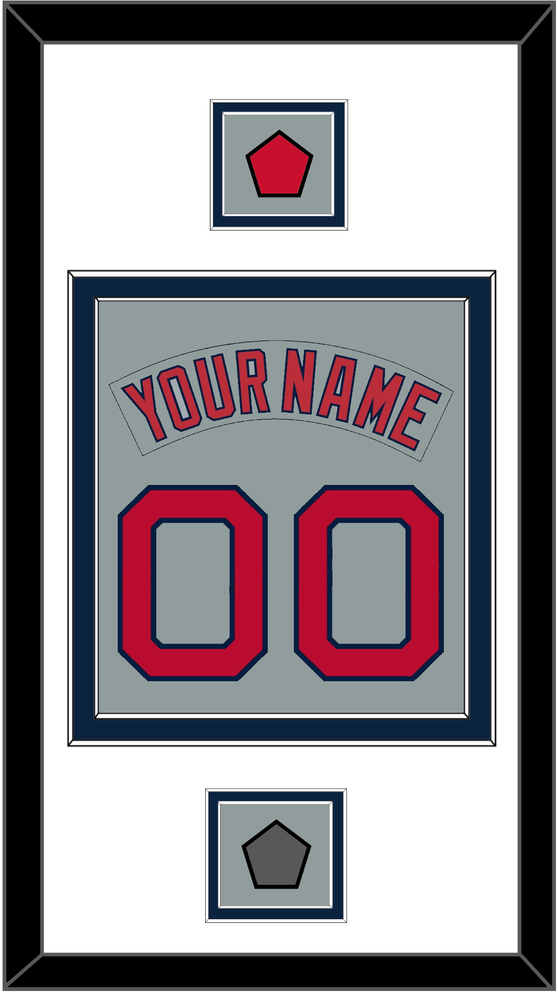 Boston Nameplate & Number (Back) Combined With Logo Patch & World Series Champions Patch - Road Gray (1992-2008) - Signature Tier 2